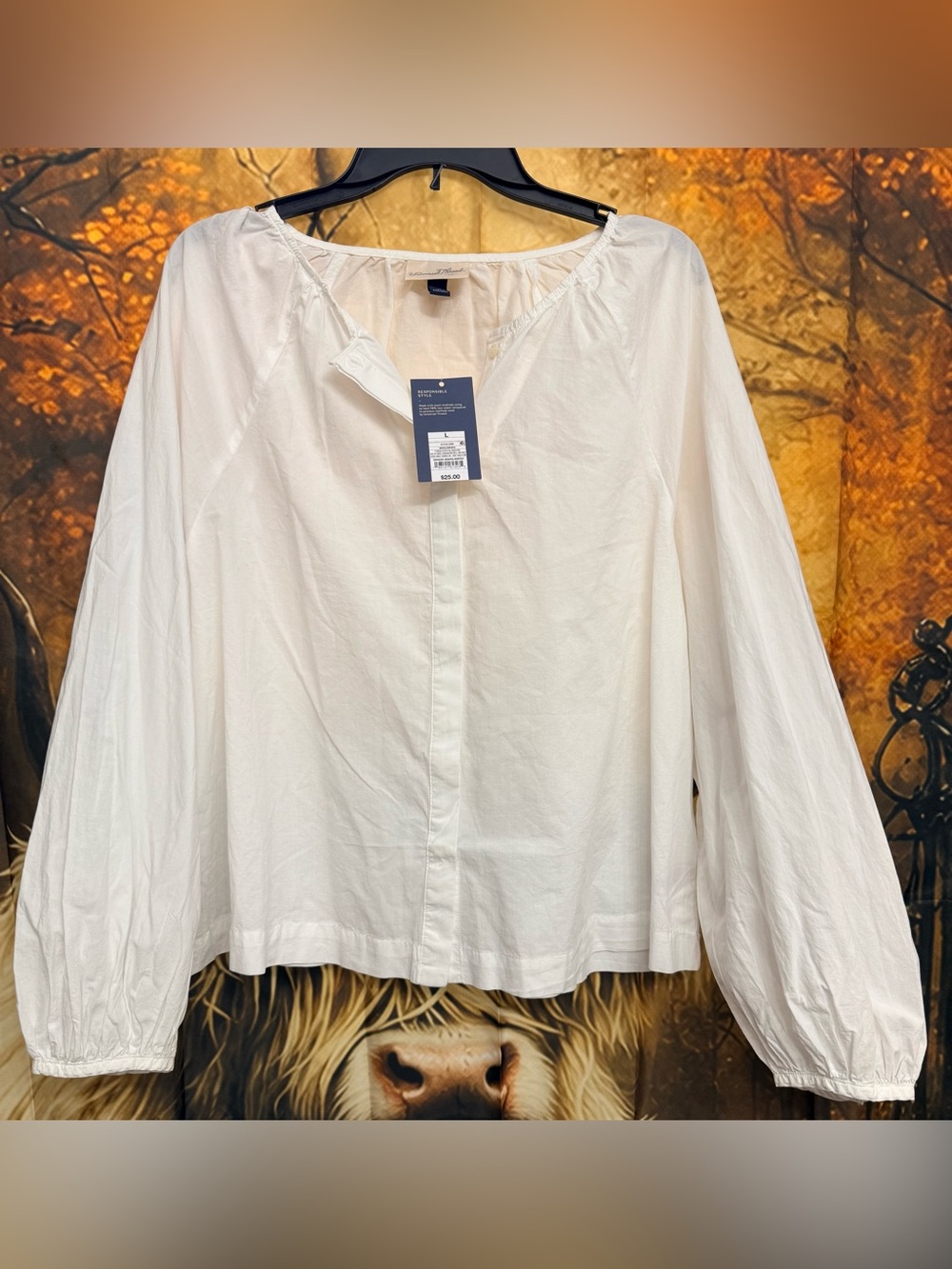 Universal Thread White Peasant-Style Button Front Blouse